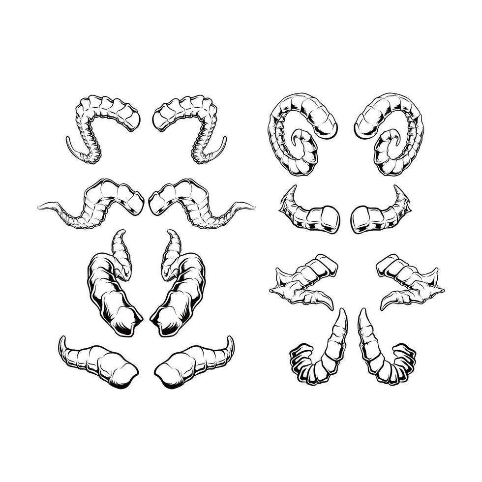Bundle Line art Devil Horns for graphic resources vector