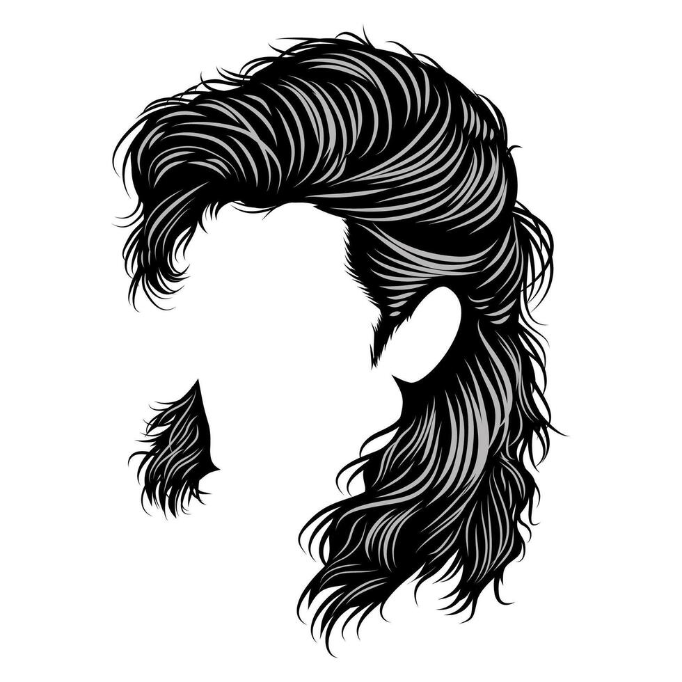 Detailing Mullet Hair for graphic resources vector