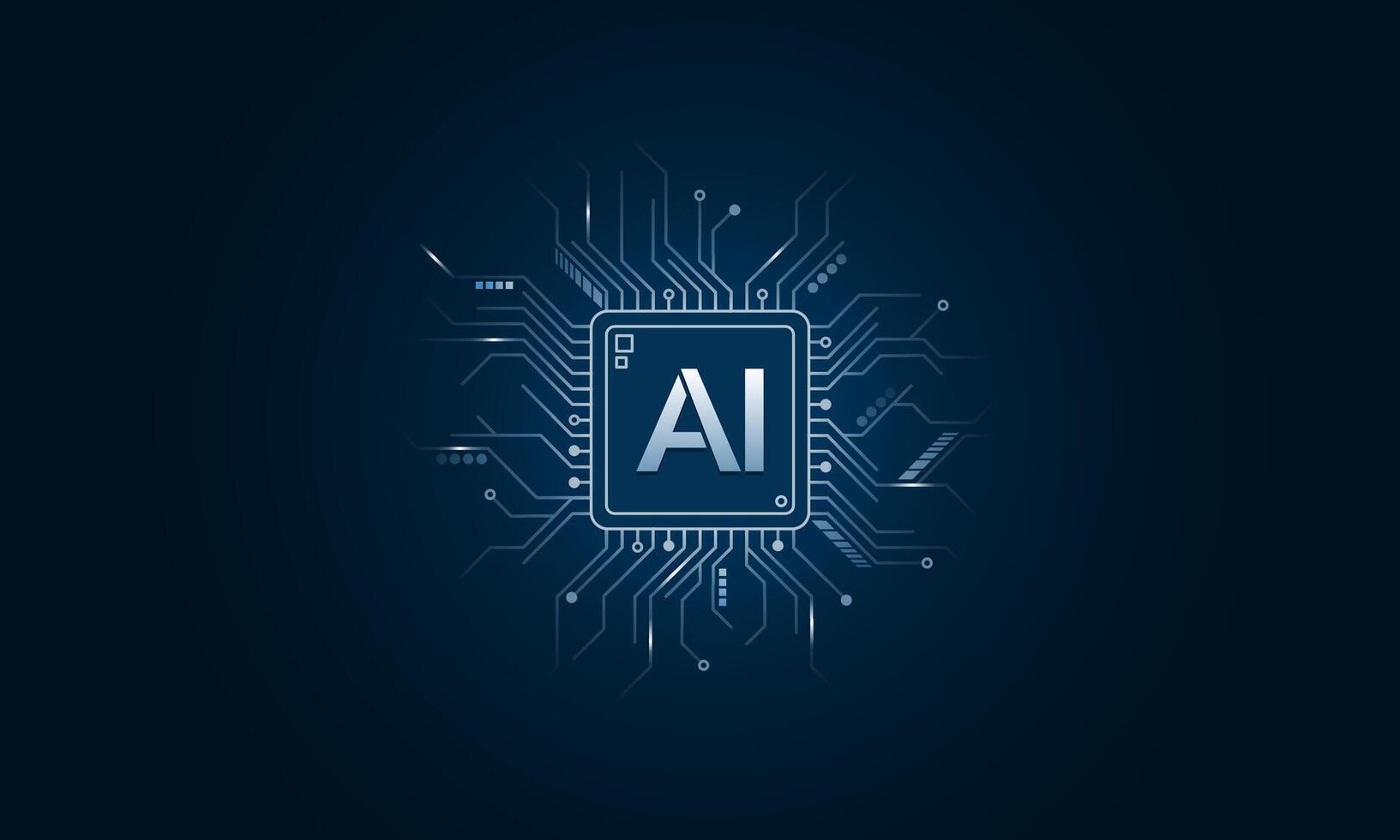 AI chips. Artificial intelligence circuit line design. Machine learning design. Smart technology, AI, CPU, GPU. vector
