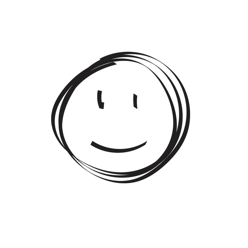 hand drawn smile icon vector