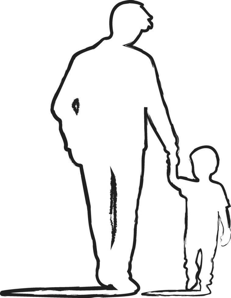 father and son outline vector