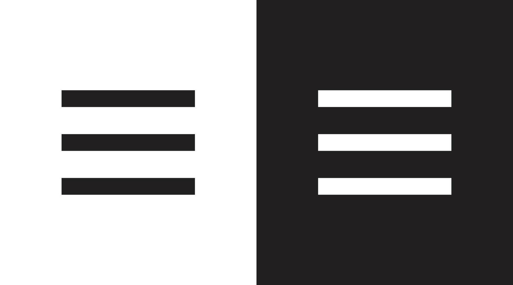 Hamburger menu bar flat icon black and white icon vector