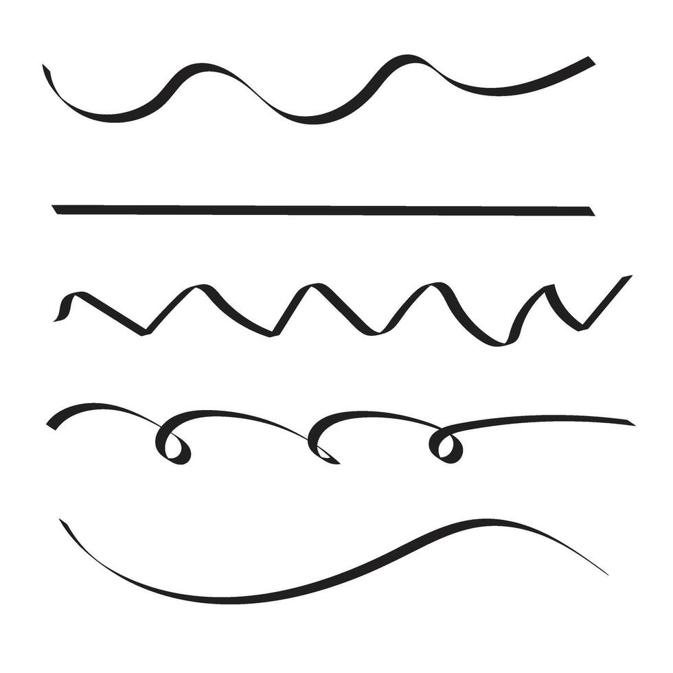 Set of hand drawn horizontal lines. vector