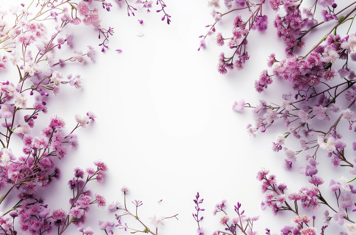 Bunch of Purple Flowers on White Background photo