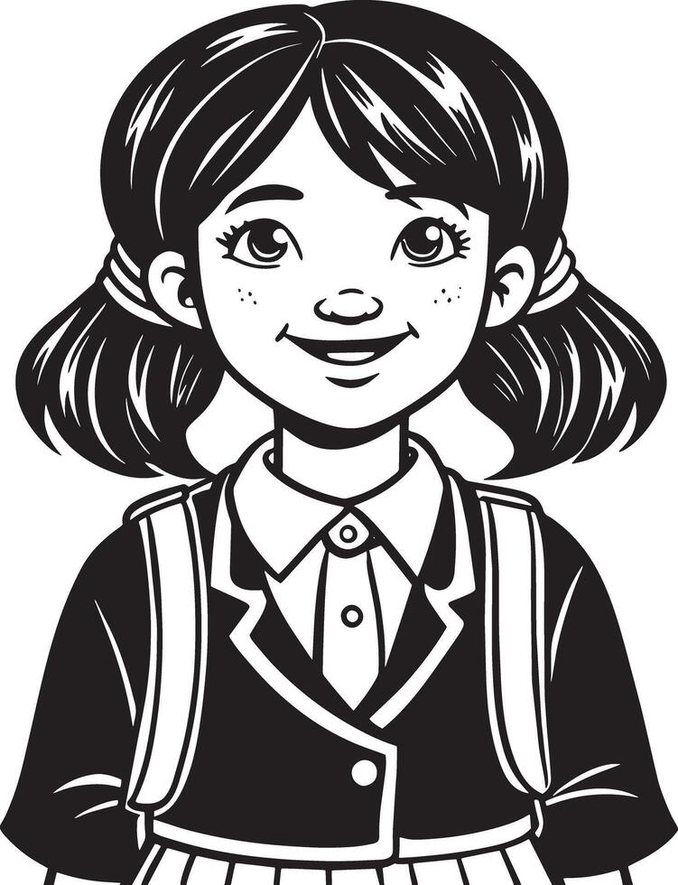 little child illustration black and white vector