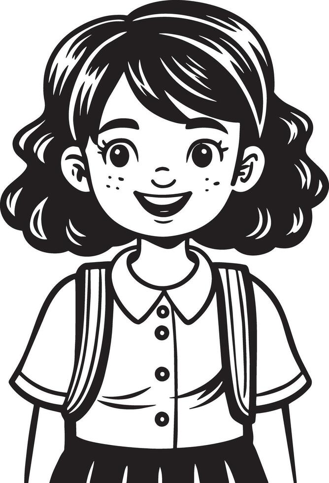 little child illustration black and white vector
