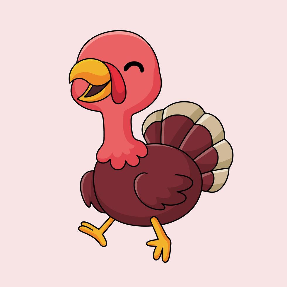 Cartoon cute little turkey vector