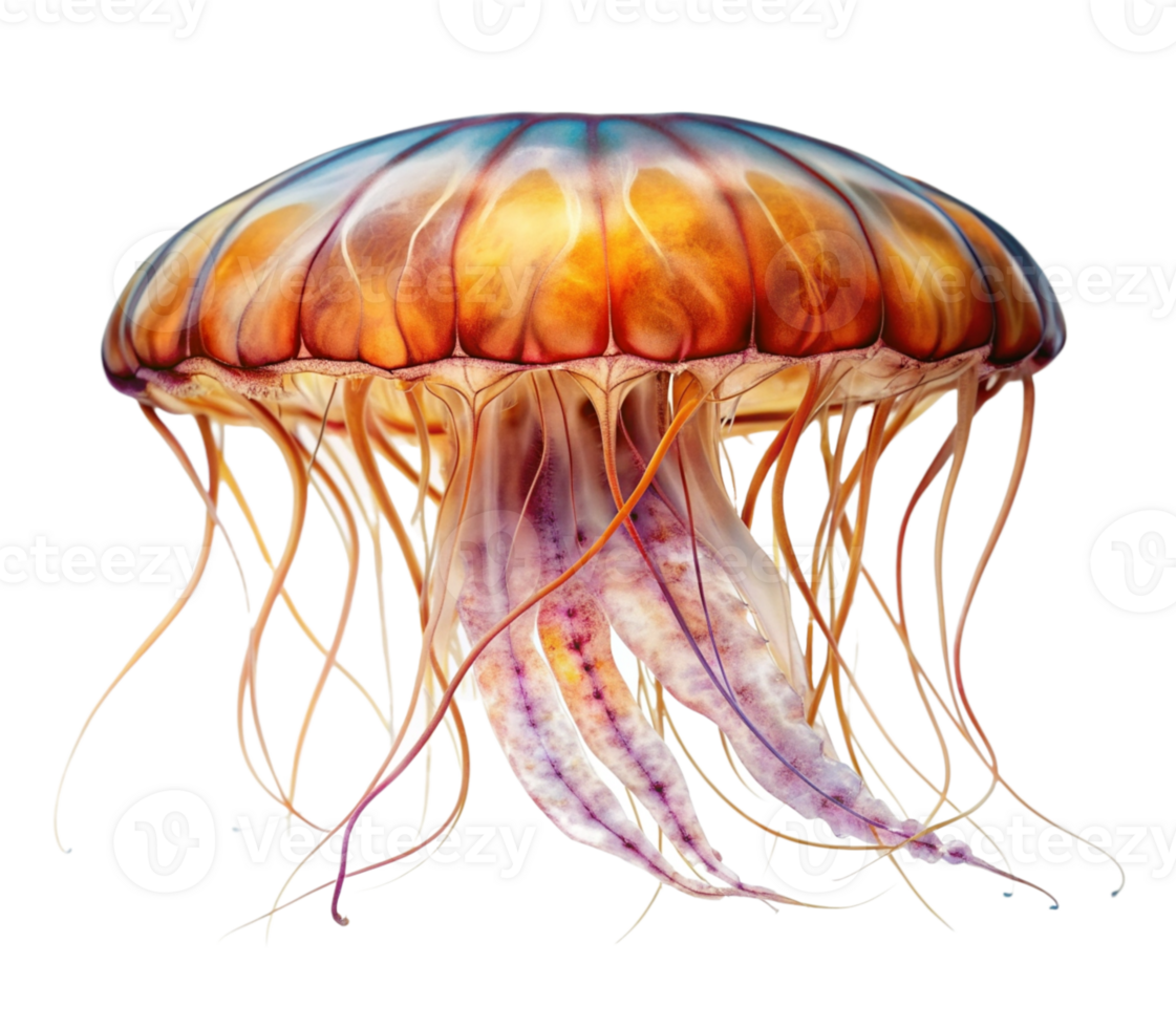 large jellyfish with stinging tentacles png