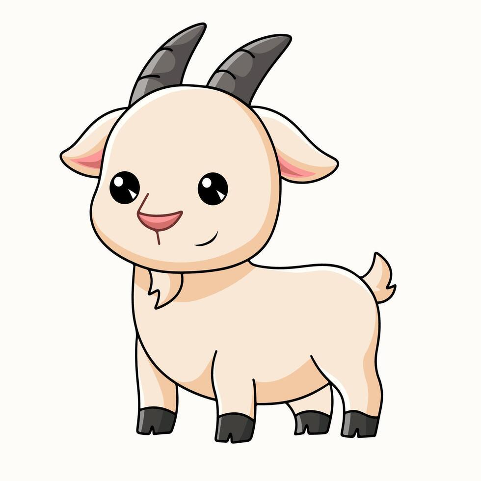 Cartoon cute little goat vector