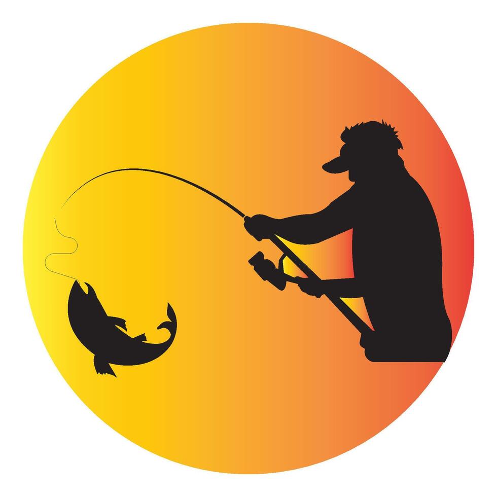 fishing man icon vector