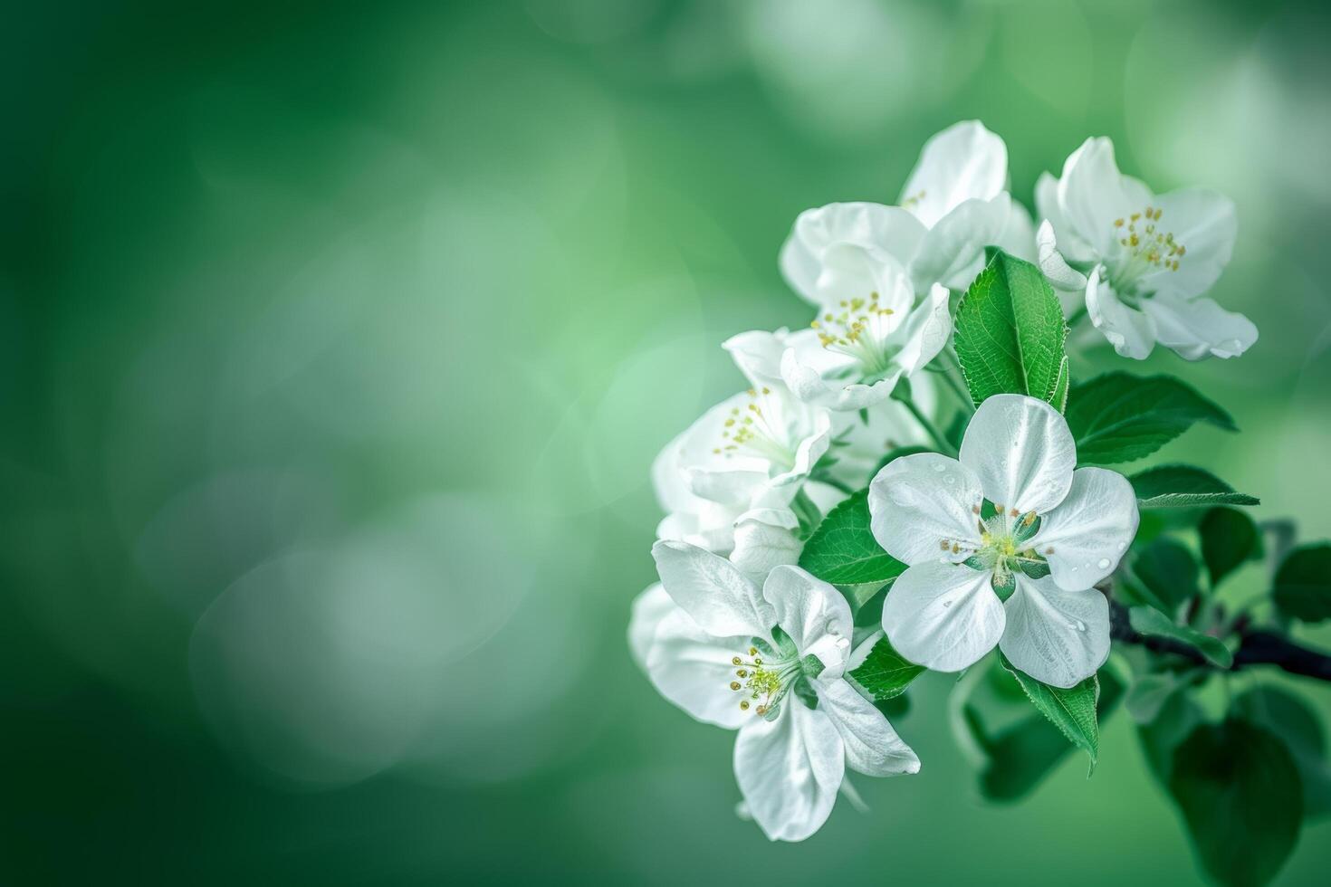 racimo de blanco flores con verde hojas foto