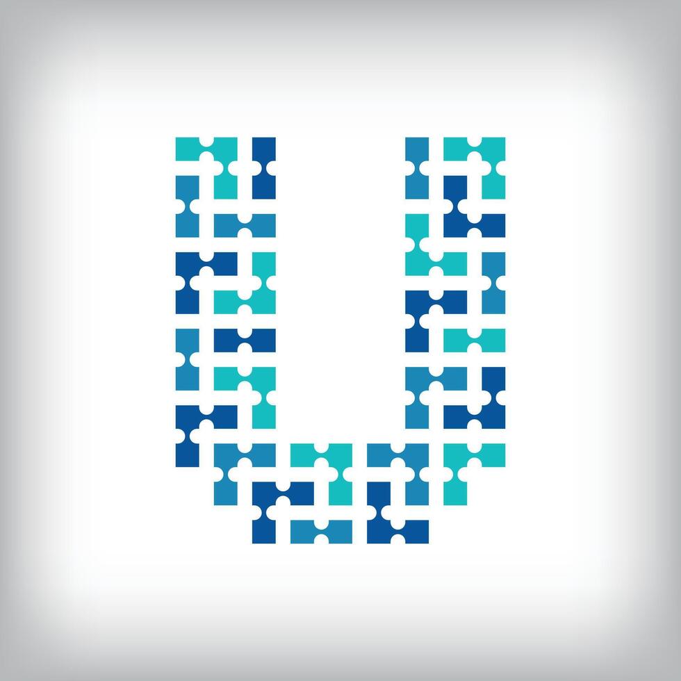 Network connection letter U logo. Creative communication blue tone graphics. Media, digital and technology company. vector