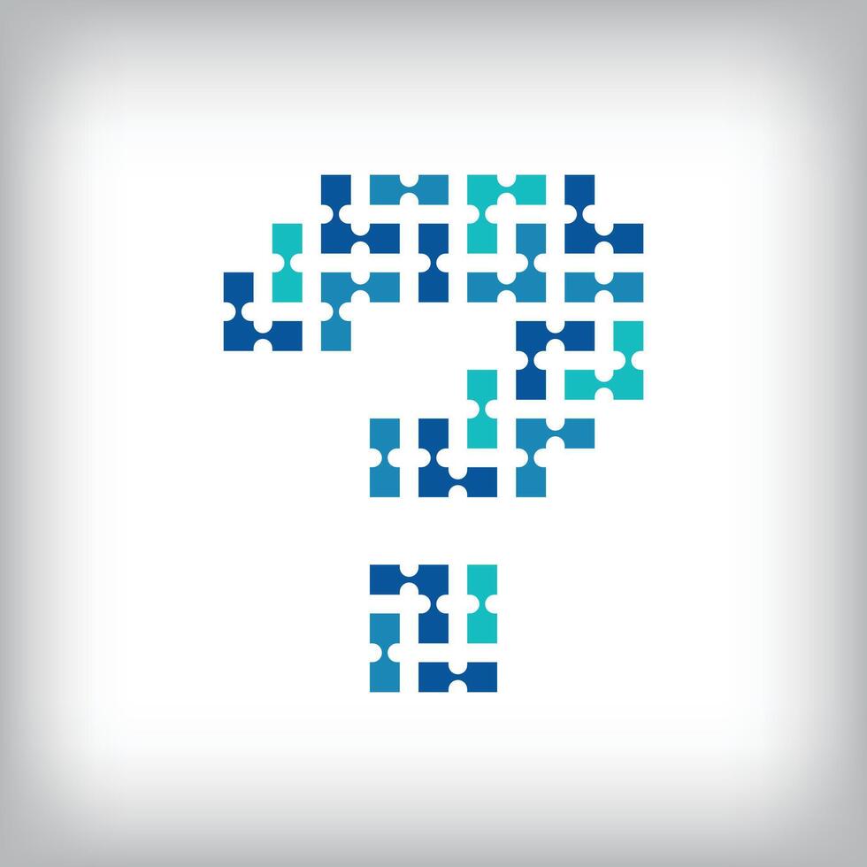 Network connection question mark logo. Creative communication blue tone graphics. Media, digital and technology company. vector