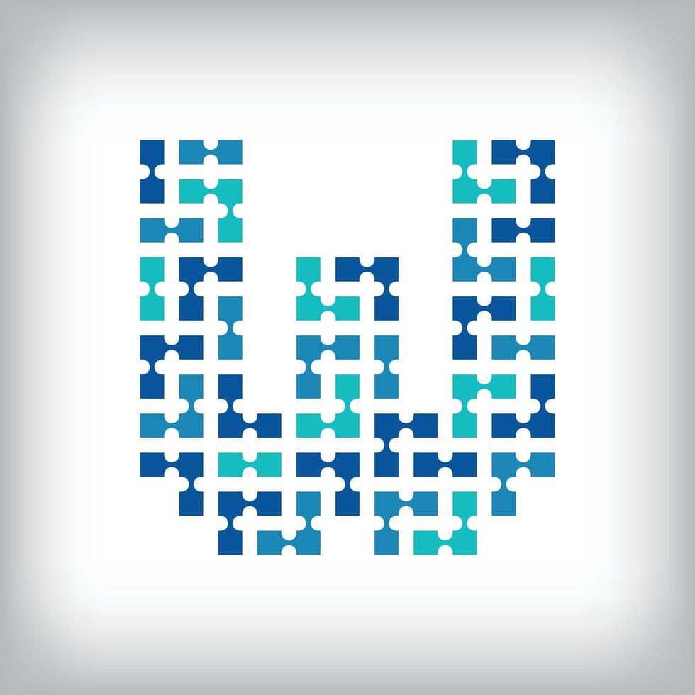 Network connection letter W logo. Creative communication blue tone graphics. Media, digital and technology company. vector