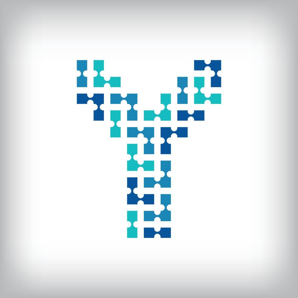 Network connection letter Y logo. Creative communication blue tone graphics. Media, digital and technology company. vector