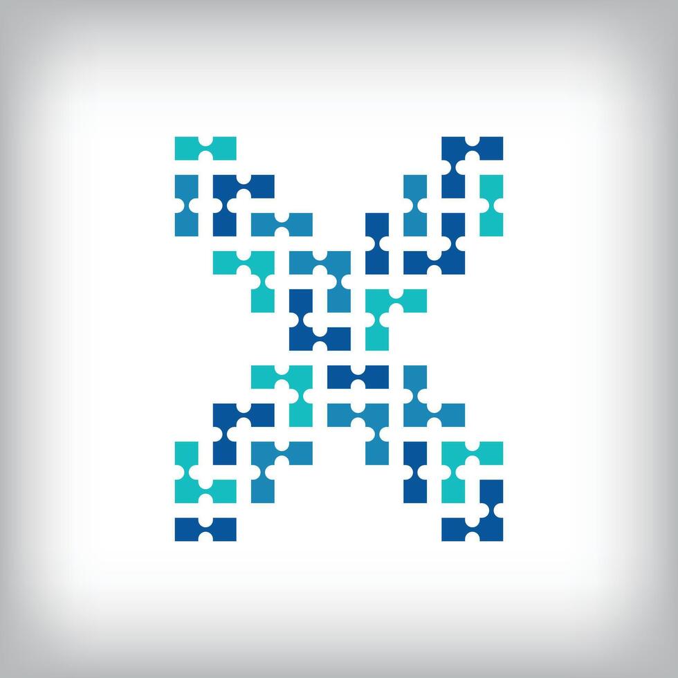 Network connection letter X logo. Creative communication blue tone graphics. Media, digital and technology company. vector