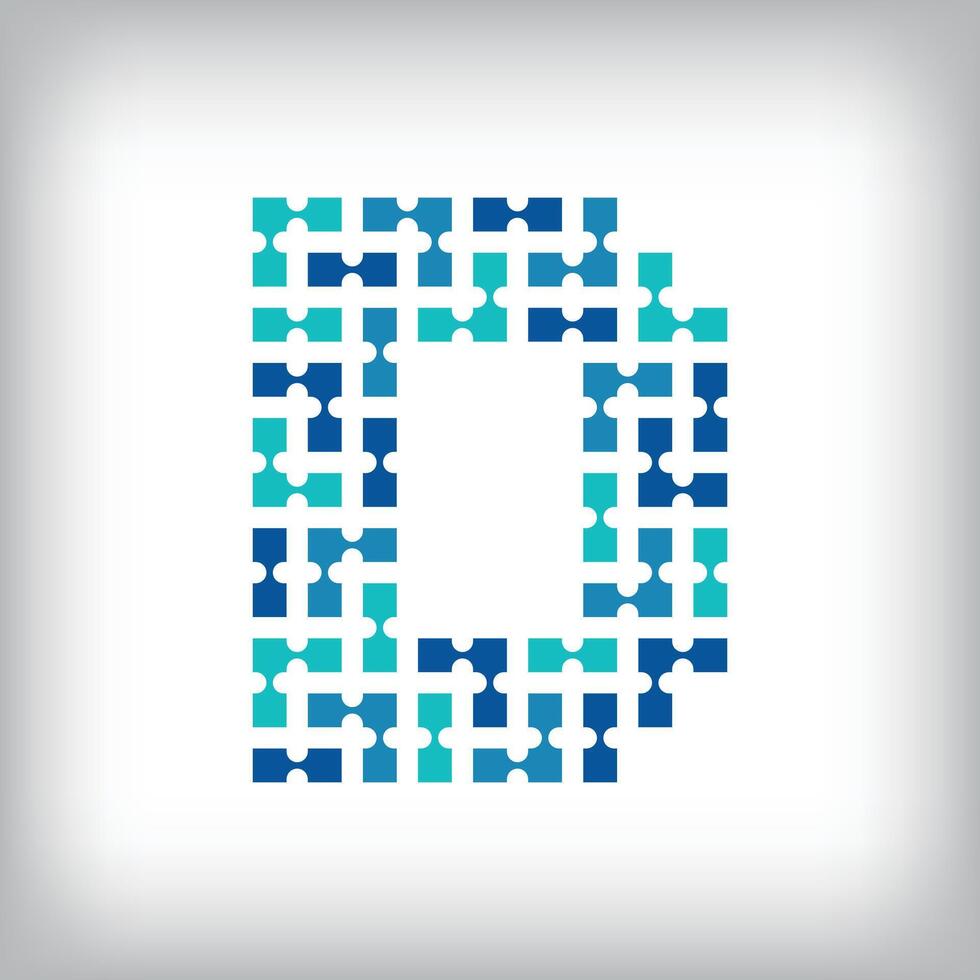 Network connection letter D logo. Creative communication blue tone graphics. Media, digital and technology company. vector
