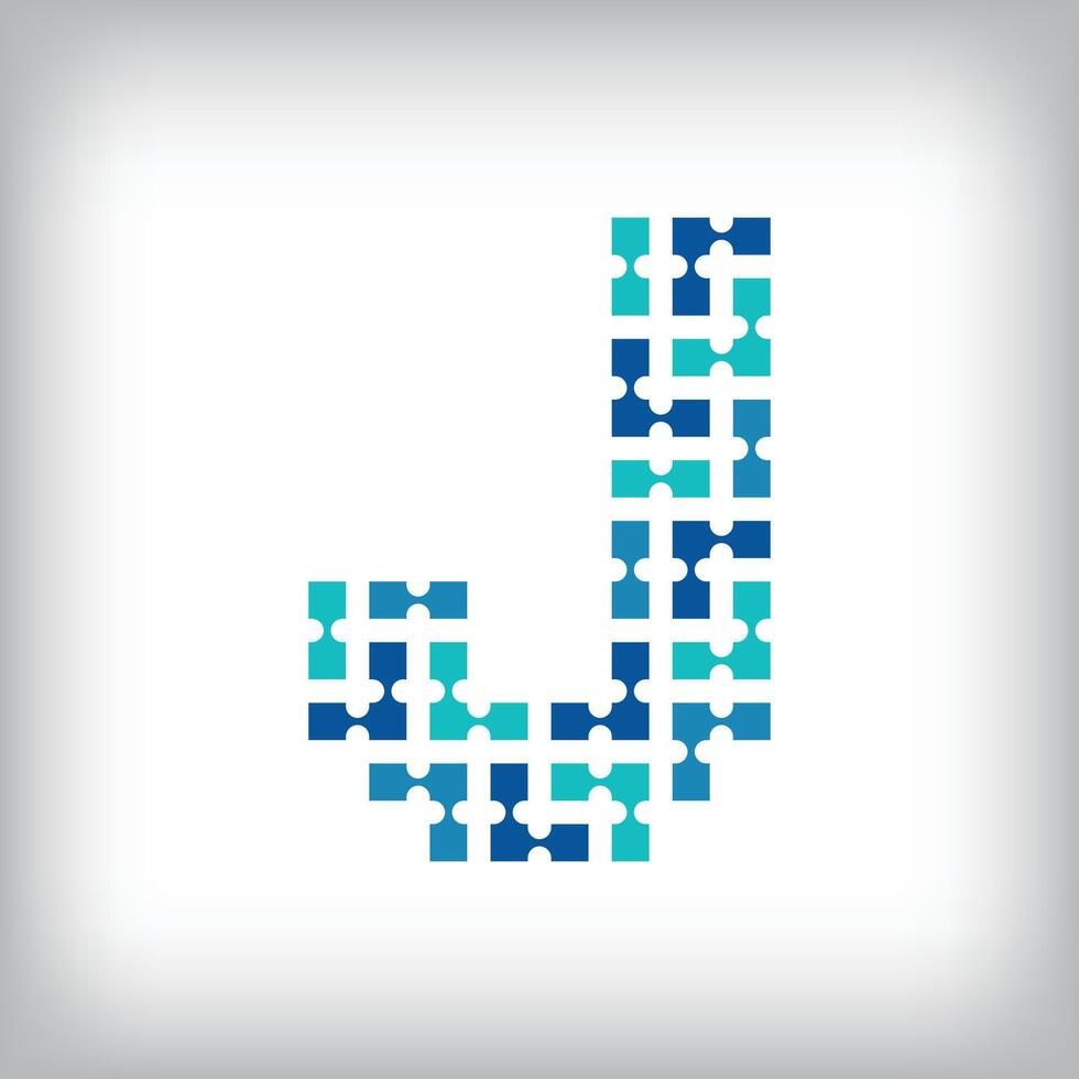 Network connection letter J logo. Creative communication blue tone graphics. Media, digital and technology company. vector