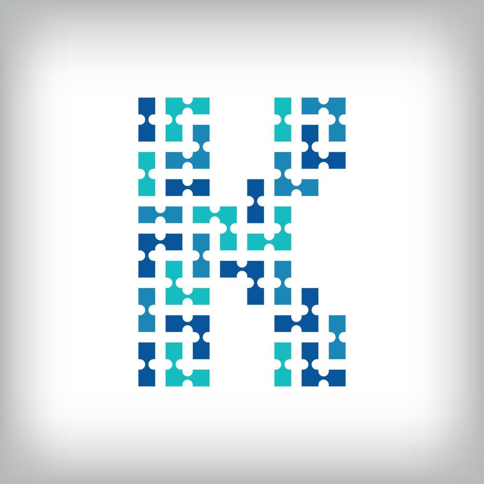 Network connection letter K logo. Creative communication blue tone graphics. Media, digital and technology company. vector