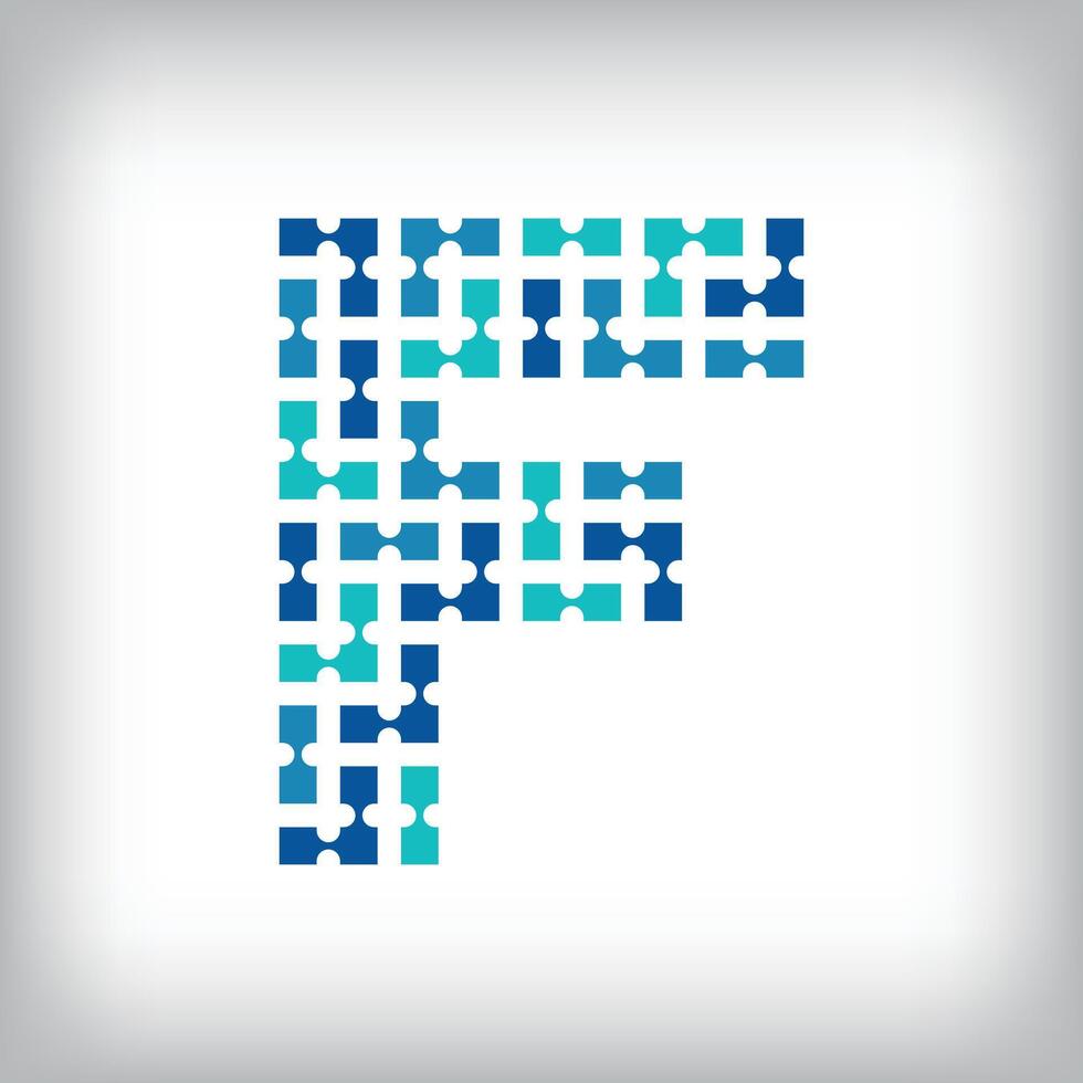 Network connection letter F logo. Creative communication blue tone graphics. Media, digital and technology company. vector