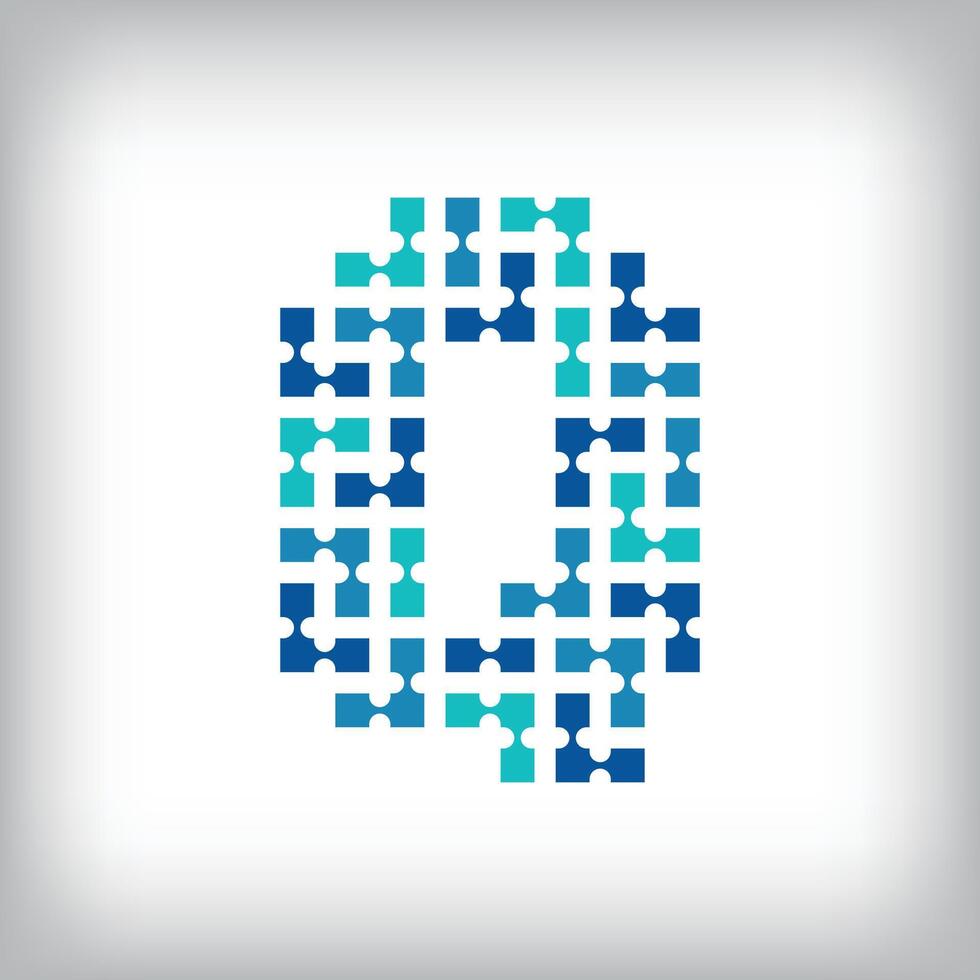 Network connection letter Q logo. Creative communication blue tone graphics. Media, digital and technology company. vector