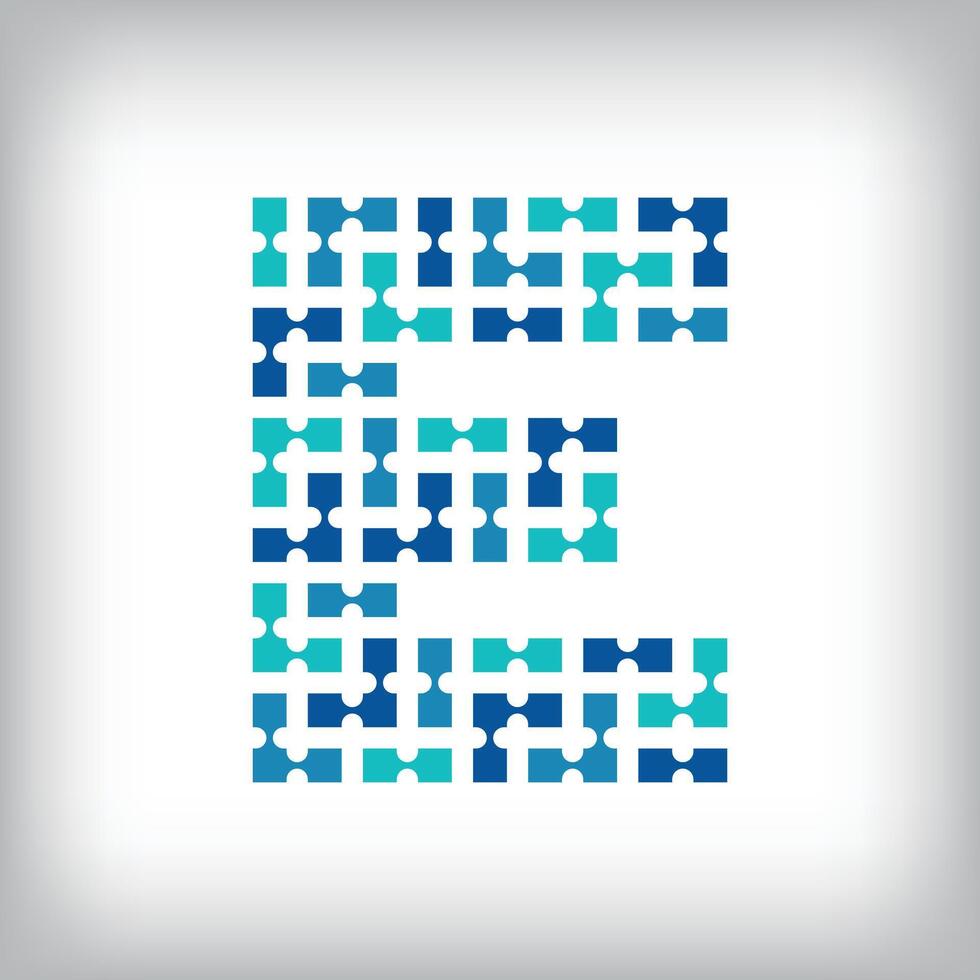 Network connection letter E logo. Creative communication blue tone graphics. Media, digital and technology company. vector