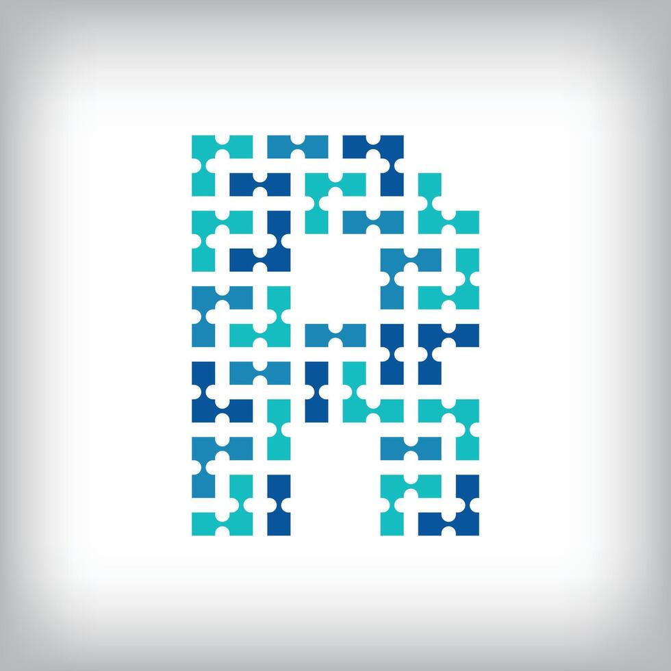 Network connection letter R logo. Creative communication blue tone graphics. Media, digital and technology company. vector