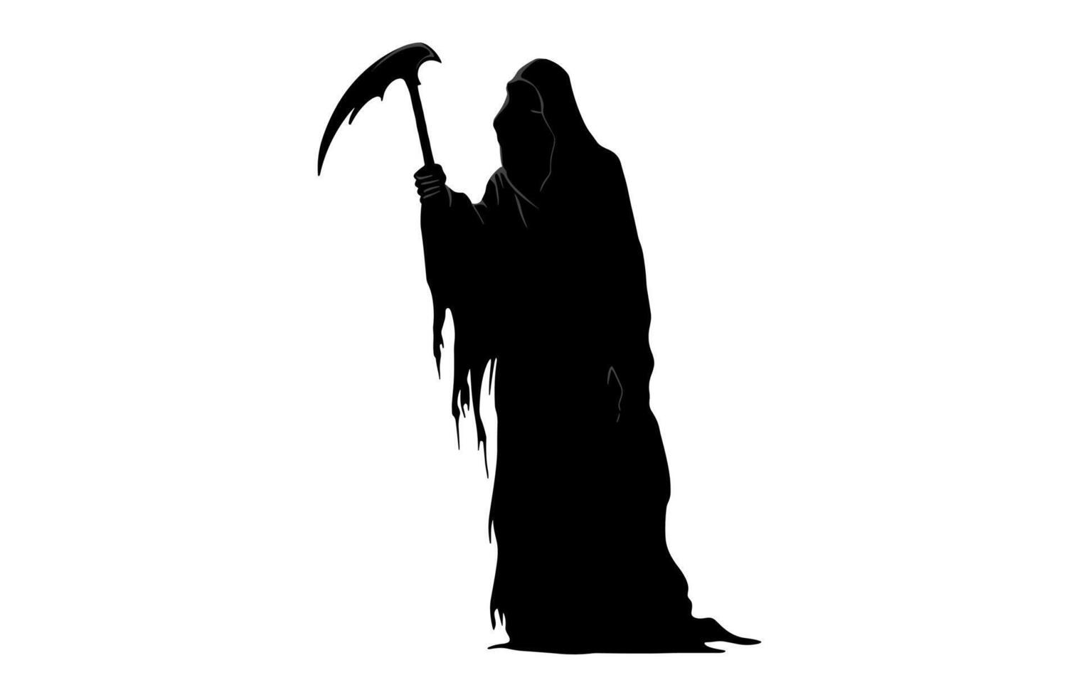 Grim Reaper black Silhouette Clip art isolated on a white background vector