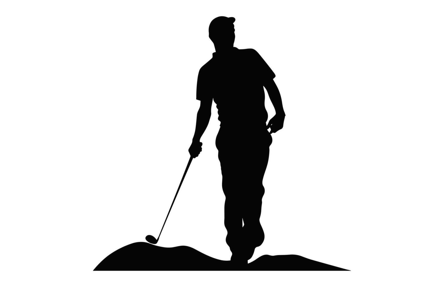 Golfer silhouette black and white clip art vector