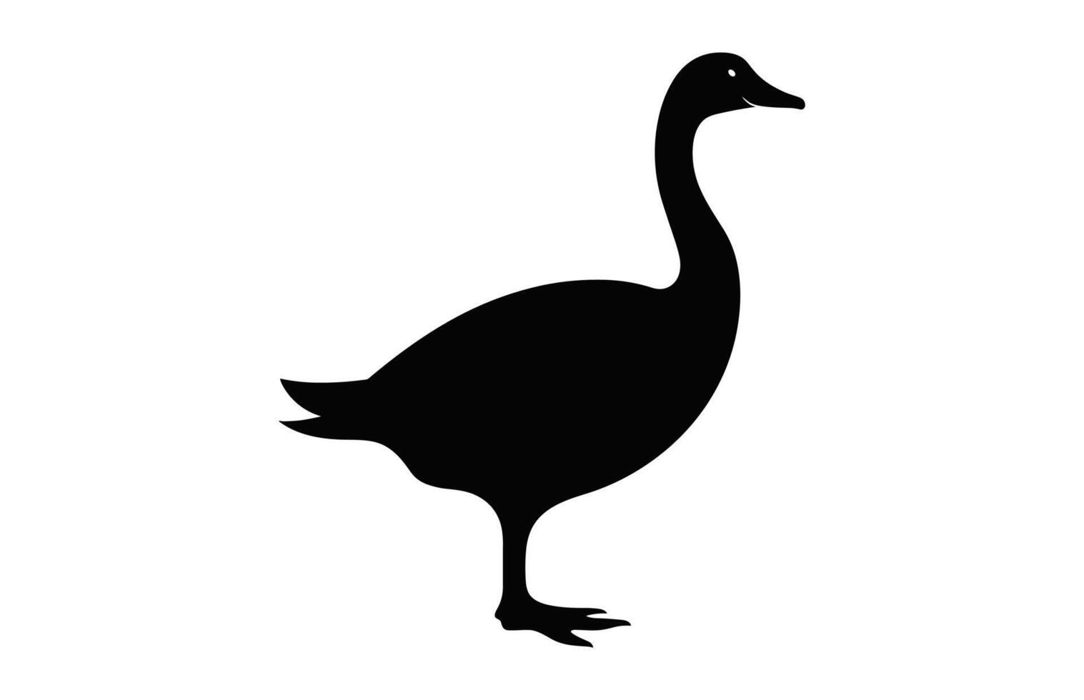 Goose Silhouette Clipart isolated on a white background, Goose Walking black Silhouette vector