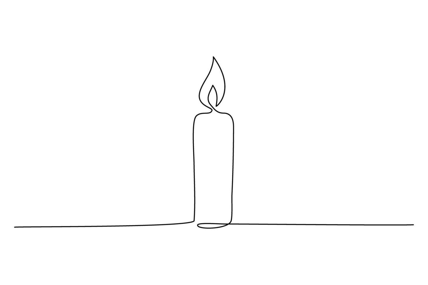 Continuous line drawing of Candle icon on white background. vector