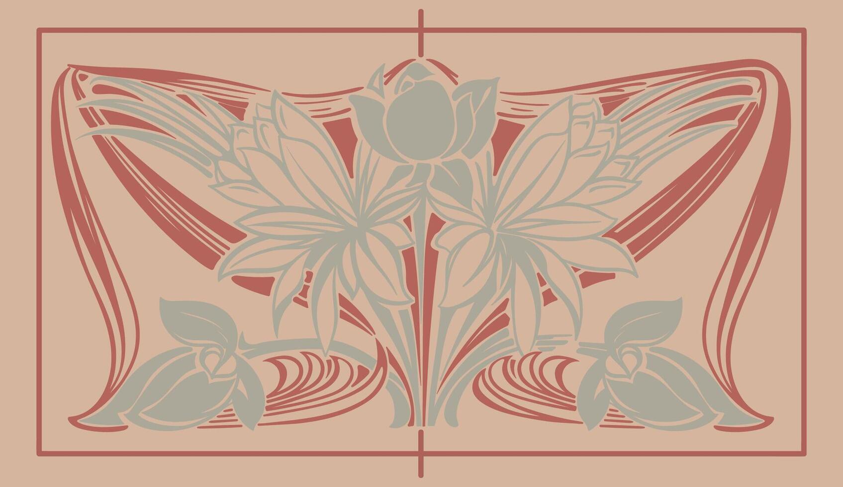Hand drawn art nouveau floral frame background flat design vector