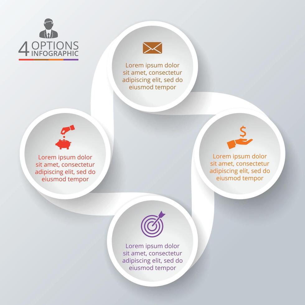 Circle element for infographic. Template for cycle diagram, graph, presentation and round chart. Business concept with 4 options, parts, steps or processes. vector