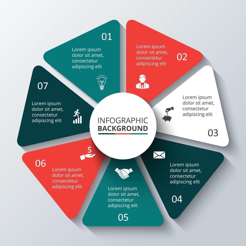 Heptagon infographic. Template for cycling diagram, graph, presentation. Business concept with 7 options, parts, steps or processes. vector