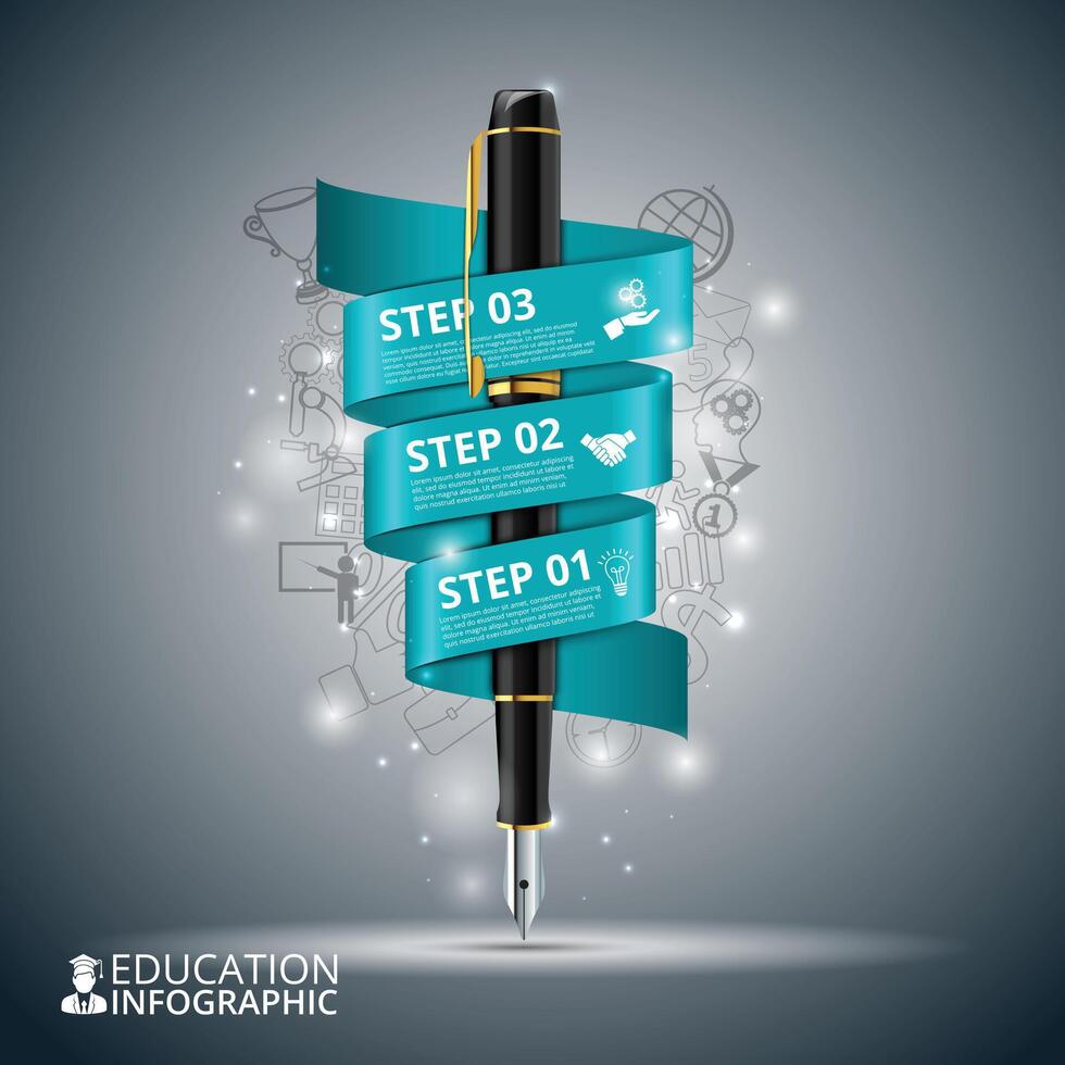 Pencil step education infographic. Can be used for workflow layout, banner, diagram, number options, step up options, web design. vector