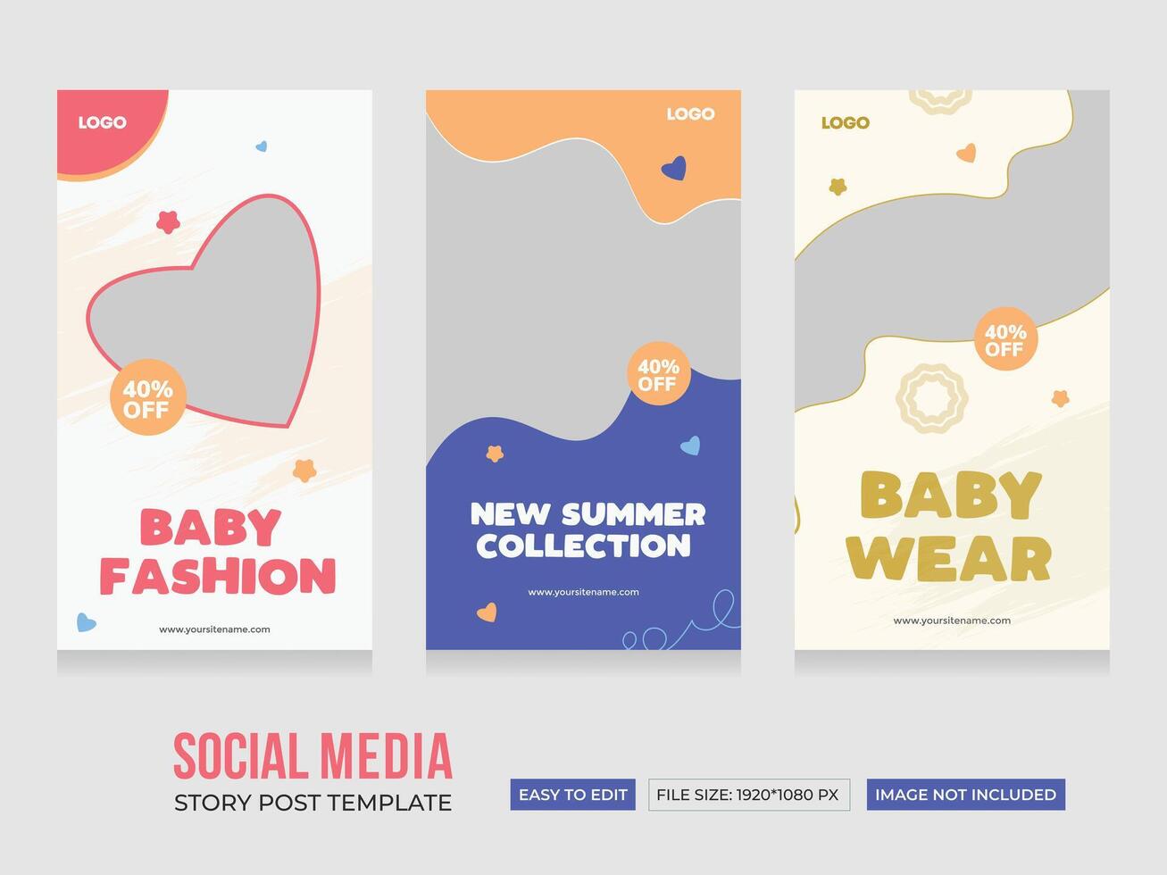 Baby shop social media stories post. Modern and creative baby store story template. Abstract Minimalistic baby stories concept. EPS illustration. vector