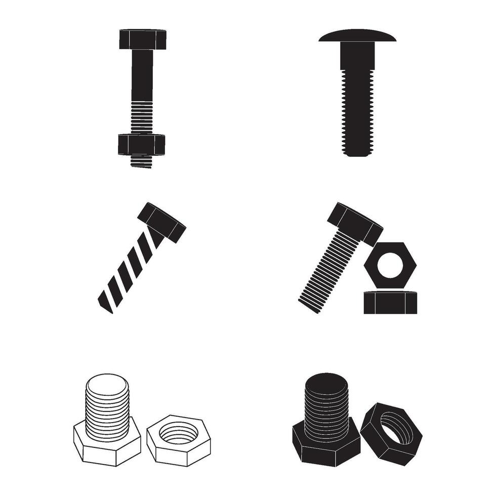 tornillo y nuez icono vector