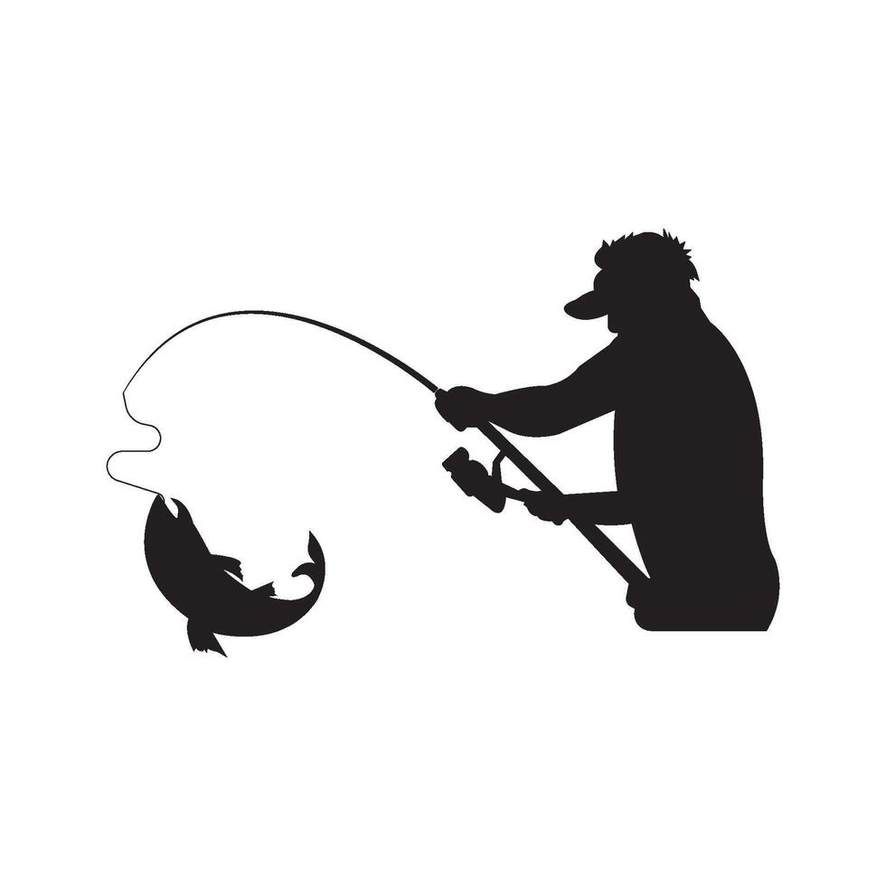 fishing man icon vector