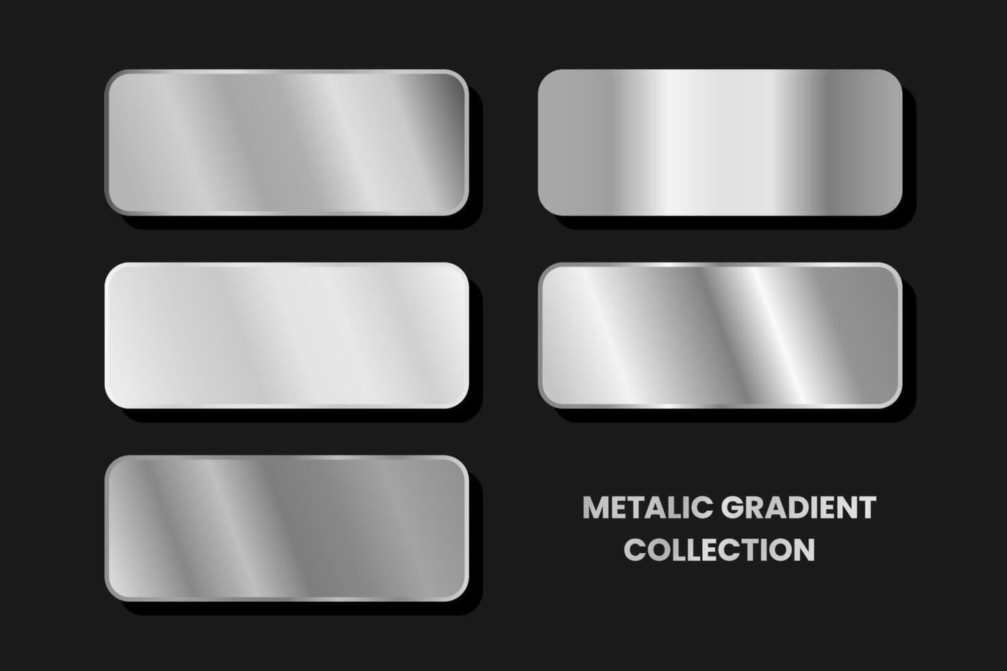 Collection of silver, chrome metallic gradient. vector
