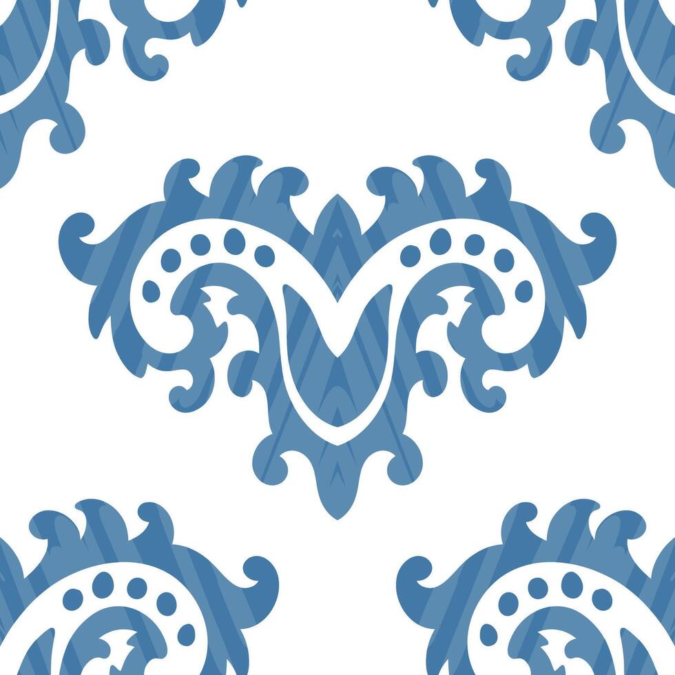 Floral Geometric Blue Pattern Seamless vector