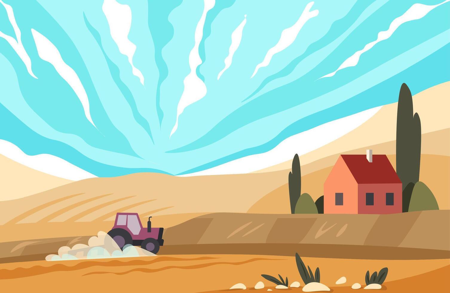 Desert Landscape with Blue Sky vector