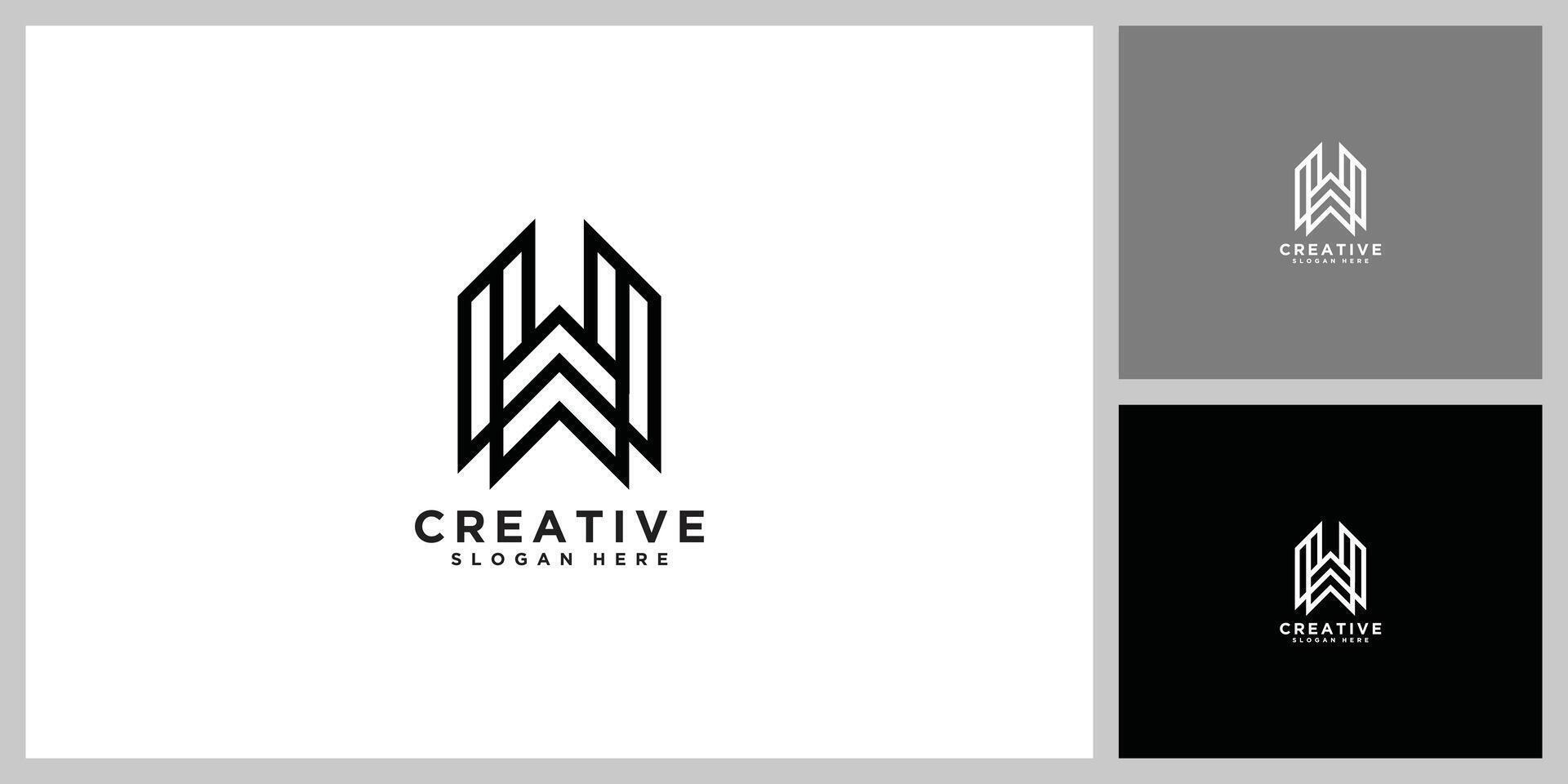 Letter w line logo design. Linear creative minimal monochrome monogram symbol vector