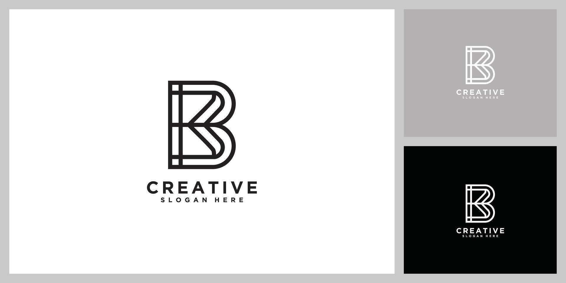 Letter b line logo design. Linear creative minimal monochrome monogram symbol vector