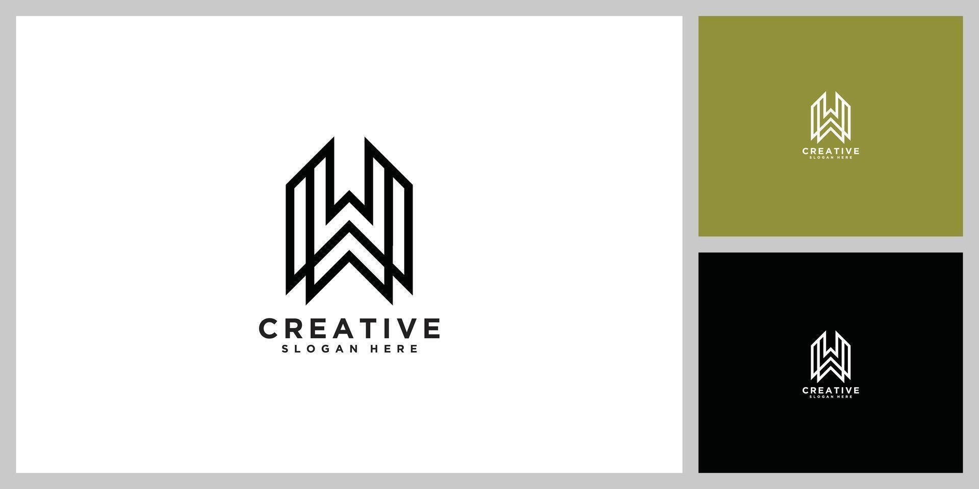 Letter w line logo design. Linear creative minimal monochrome monogram symbol vector
