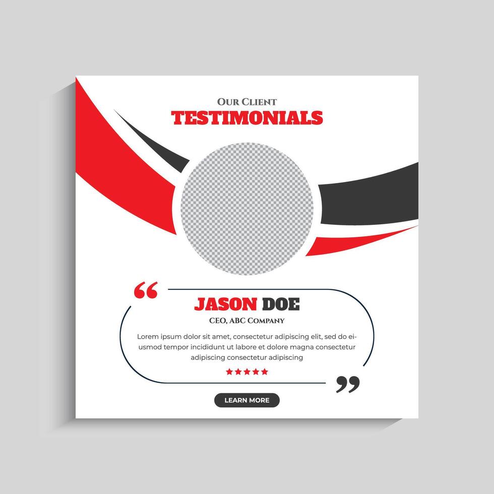 Testimonial or Feedback Review Social Media Post Template vector