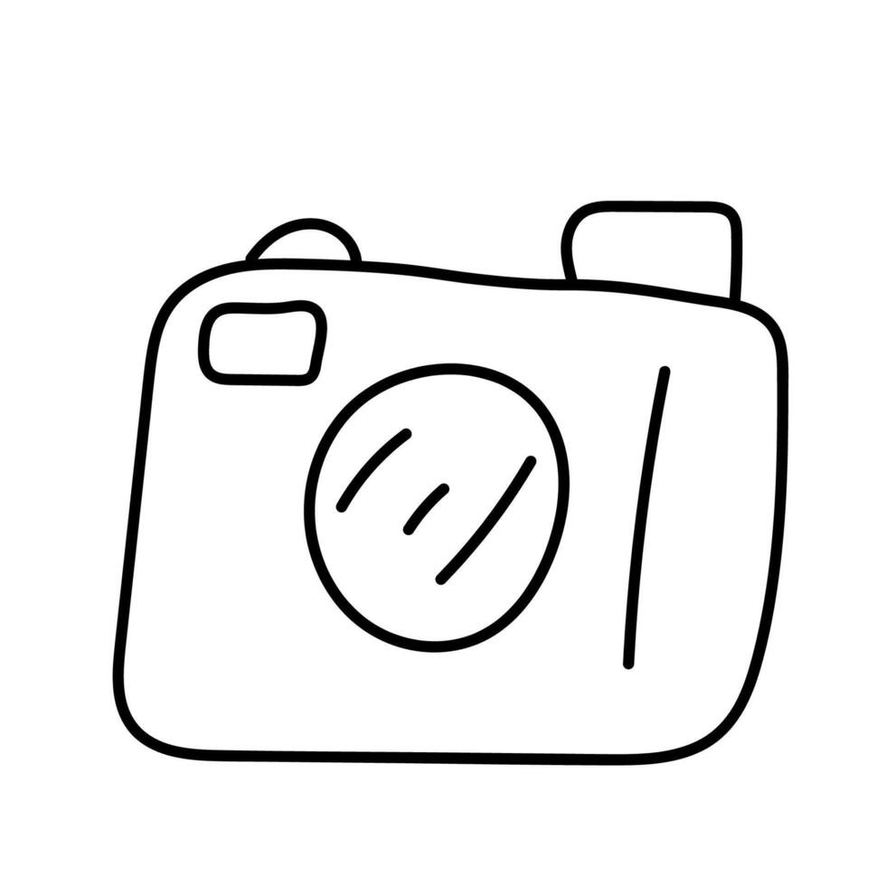 Camera in doodle style. isolated on white background vector