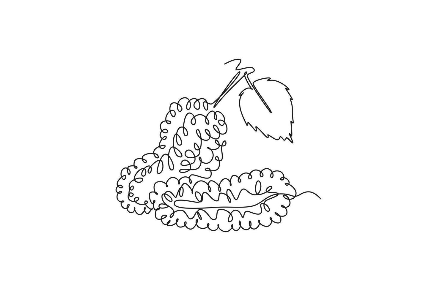 Single continuous line drawing of whole healthy organic mulberries for orchard logo identity. Fresh berries fruitage concept for fruit garden icon. Dynamic one line graphic design illustration vector