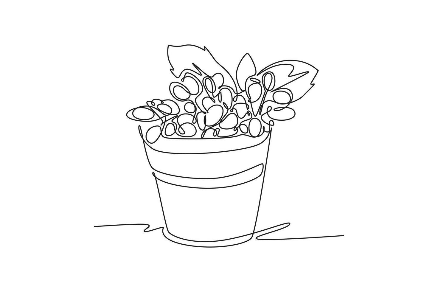 Continuous one line drawing heap healthy organic goji berries on basket for orchard logo identity. Fresh gojiberry fruitage for fruit garden icon. Single line draw design graphic illustration vector