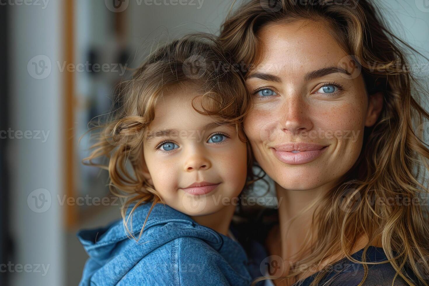 Woman Holding Little Girl in Arms photo