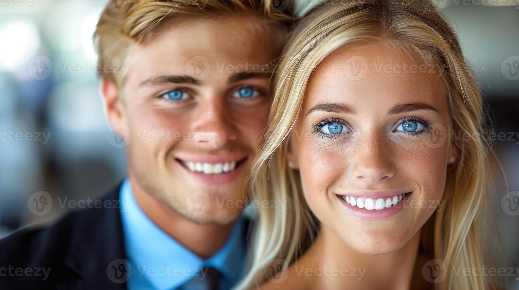 Man and Woman Smiling Together photo